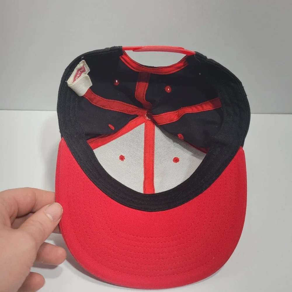 Levi's Snapback Cap Hat Mens Red Black Cotton Spell Out White Embroidered Logo
